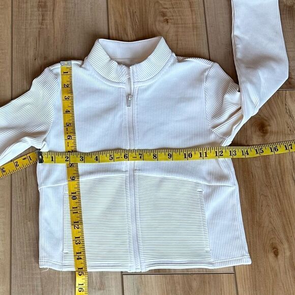 NWT All in Motion Girls Cozy Knit Full Zip Ribbed Jacket Ivory-Cream Small (6/7) - Picture 2 of 13